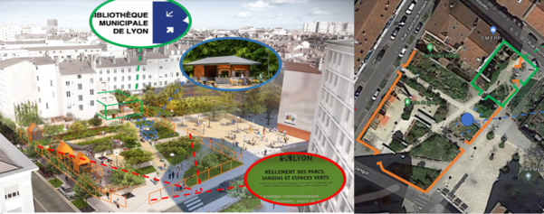 Priorité 1 : Réaménagement de la partie "Ouest" de la place Mazagran en un espace vert municipal clôturé  